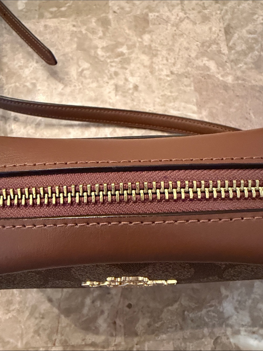 Coach Mini Jamie Camera Bag Tan Signature coated canvas with Brown Leather Trim - Picture 15 of 17